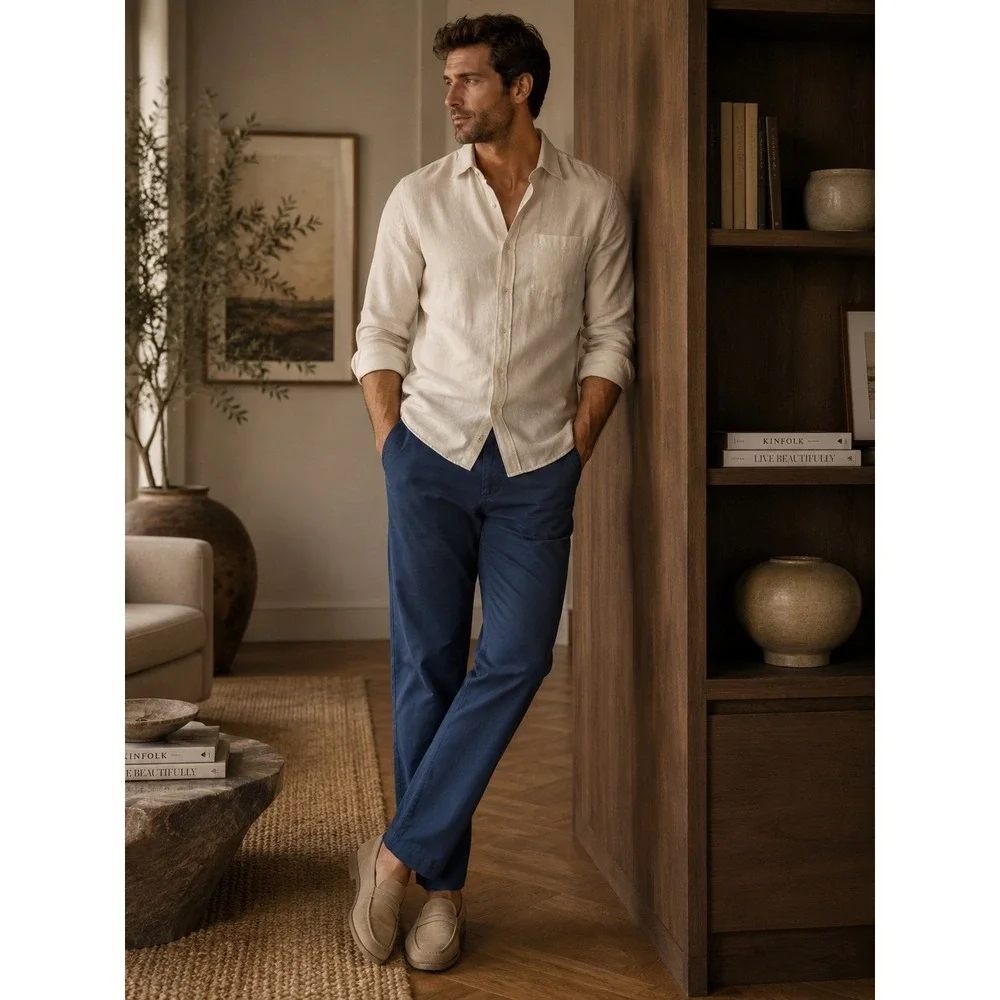 Banana Republic Pants Mens 32x28 Blue Emerson‎ Chino Preppy Classic Workwear